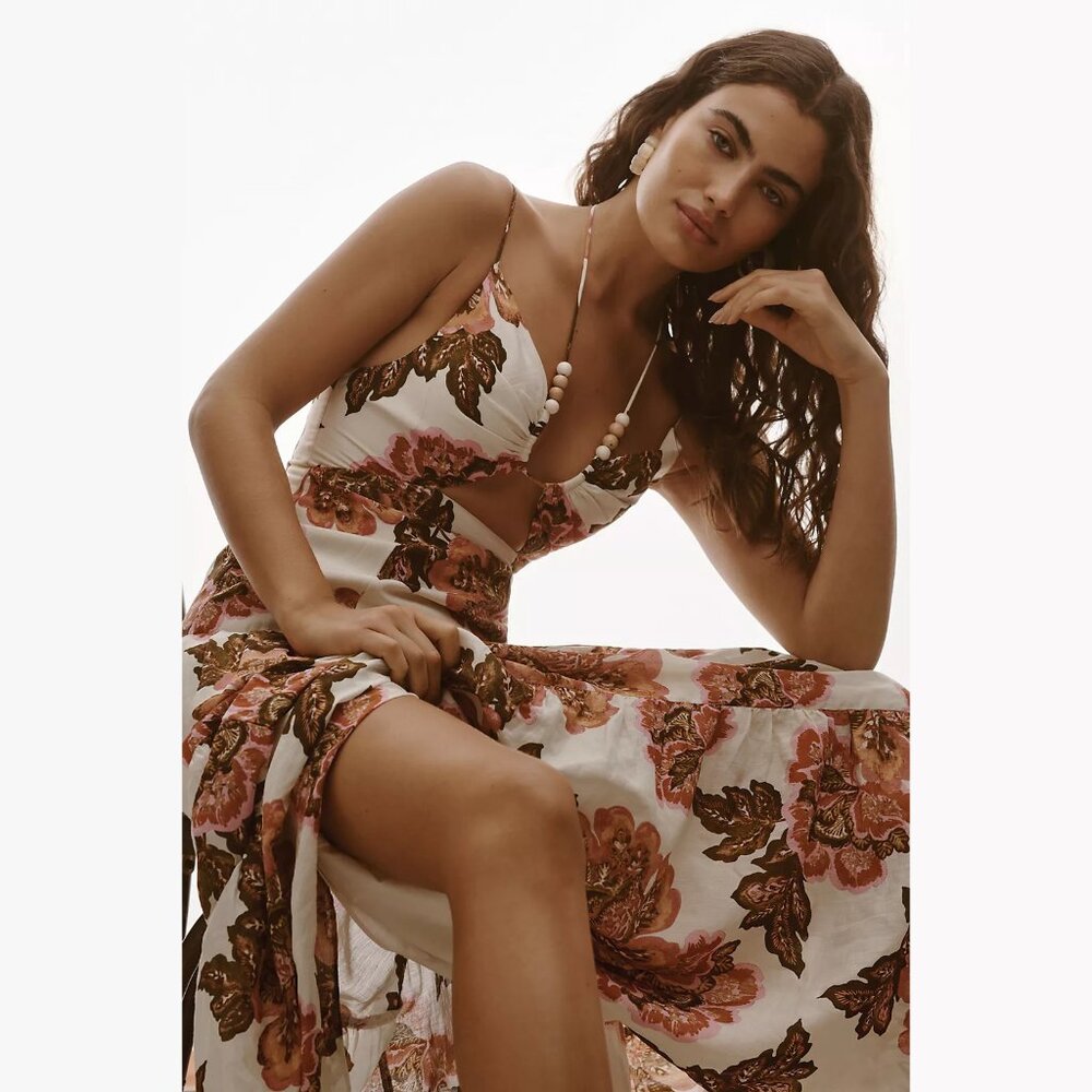 NEW Significant Other Sizes 10P, 12 Printed Strappy Cutout Maxi Dress - Pink
